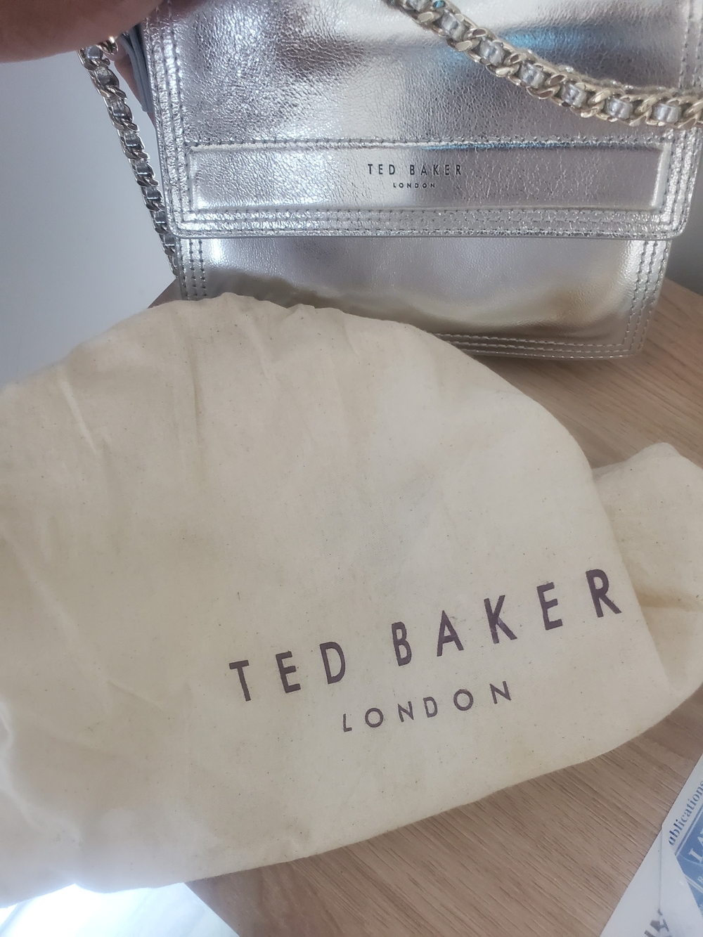 Ted Baker Silver Metallic Chain Shoulder Bag